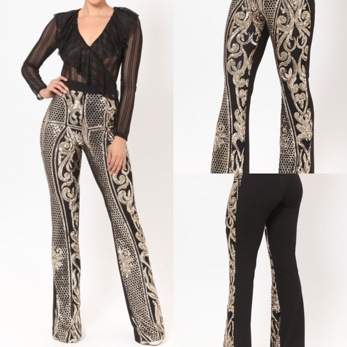 Sequins Black and Gold Pant