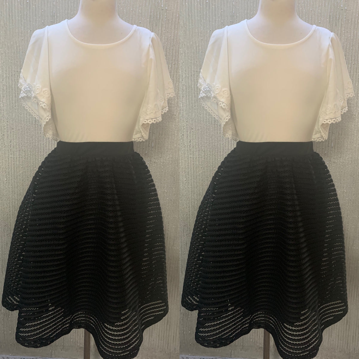 Black Stripe Flared Skirt