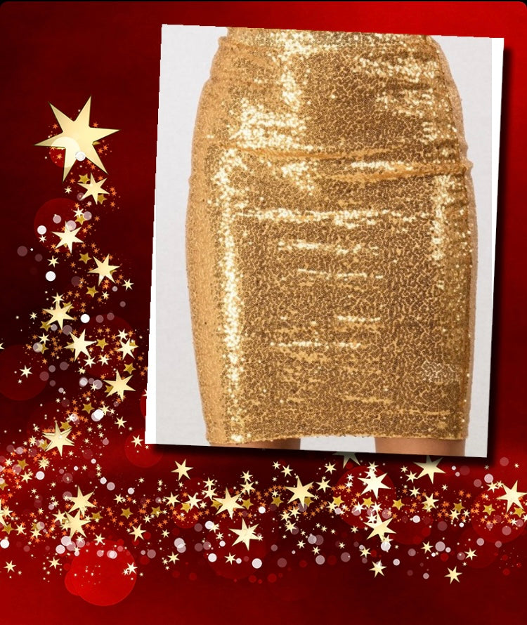 Gold Sequin Sparkle Skirt