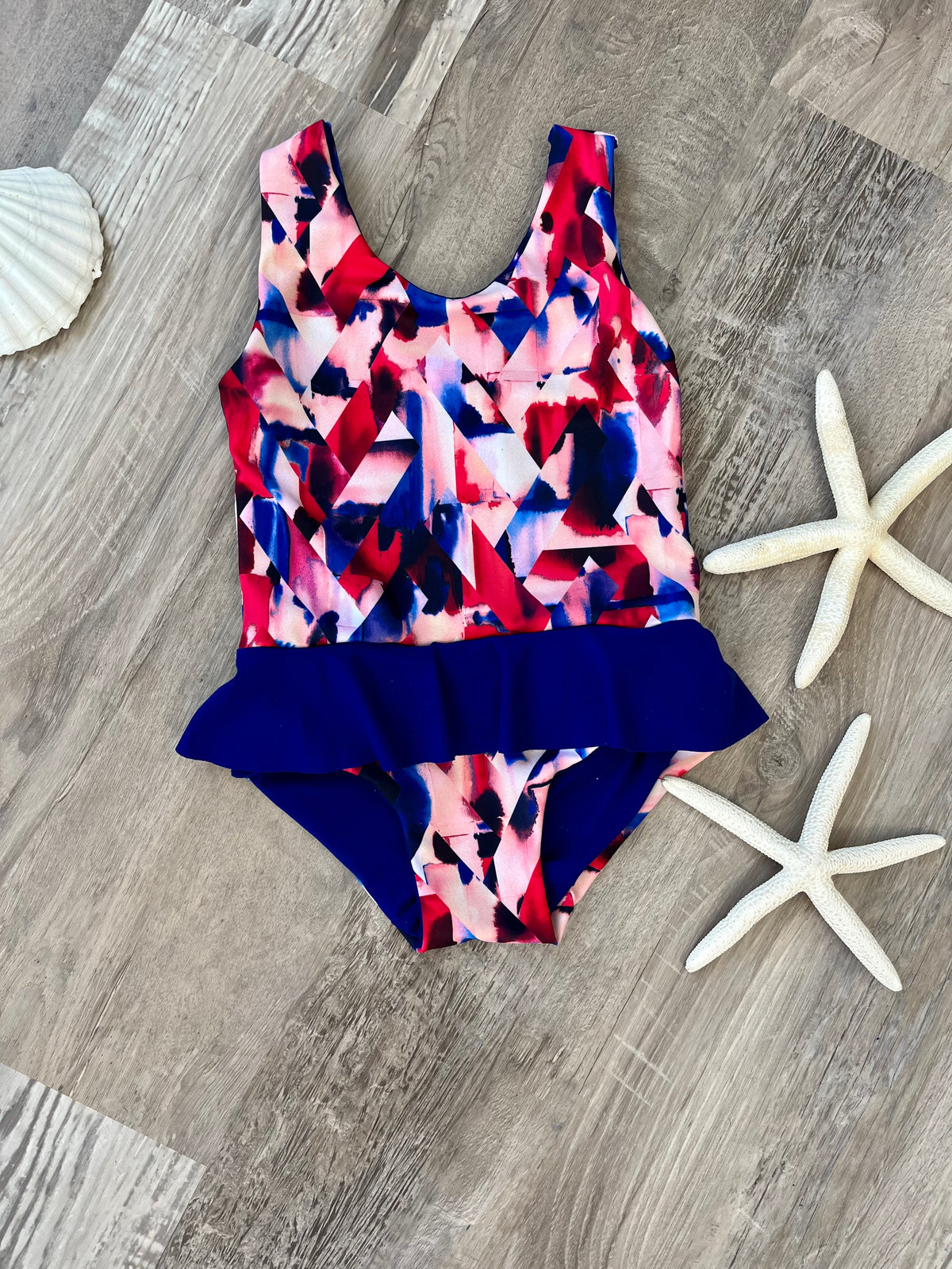 Sunbay One piece Blue & red squares